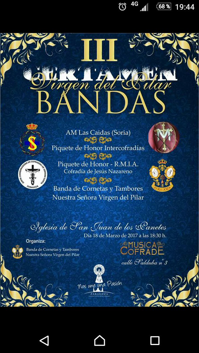 Este es el cartel del concierto de este sábado. Muchas gracias a <a href="/BctZgz/">El Pilar</a> por la invitación. Os esperamos!!