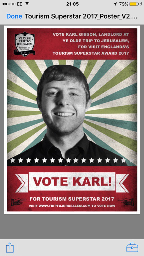 Yeoldetripnott's tweet photo. It's a simple message click and #votekarl #tourismsuperstar @VNEngland @VisitNotts @VisitEngland @MirrorTravel https://t.co/V4Rhn1SSlz