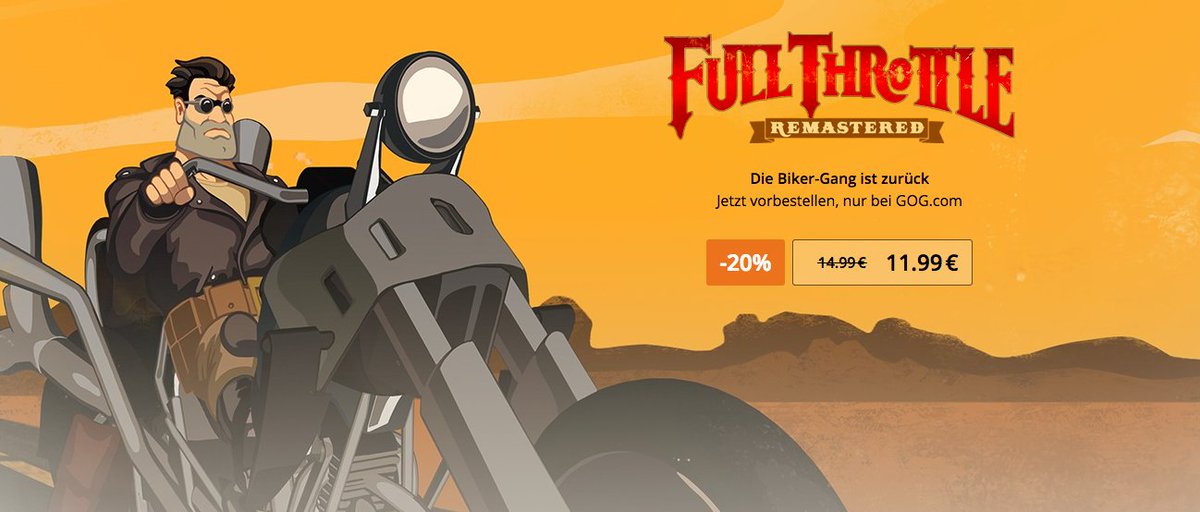 GOGcomDE's tweet photo. Exklusiv bei GOG: Full Throttle Remastered vorbestellbar (mit 20% Rabatt). Außerdem Double Fine-Adventures im Sale > https://t.co/4A3gbcebQa https://t.co/I8C60cxFWk