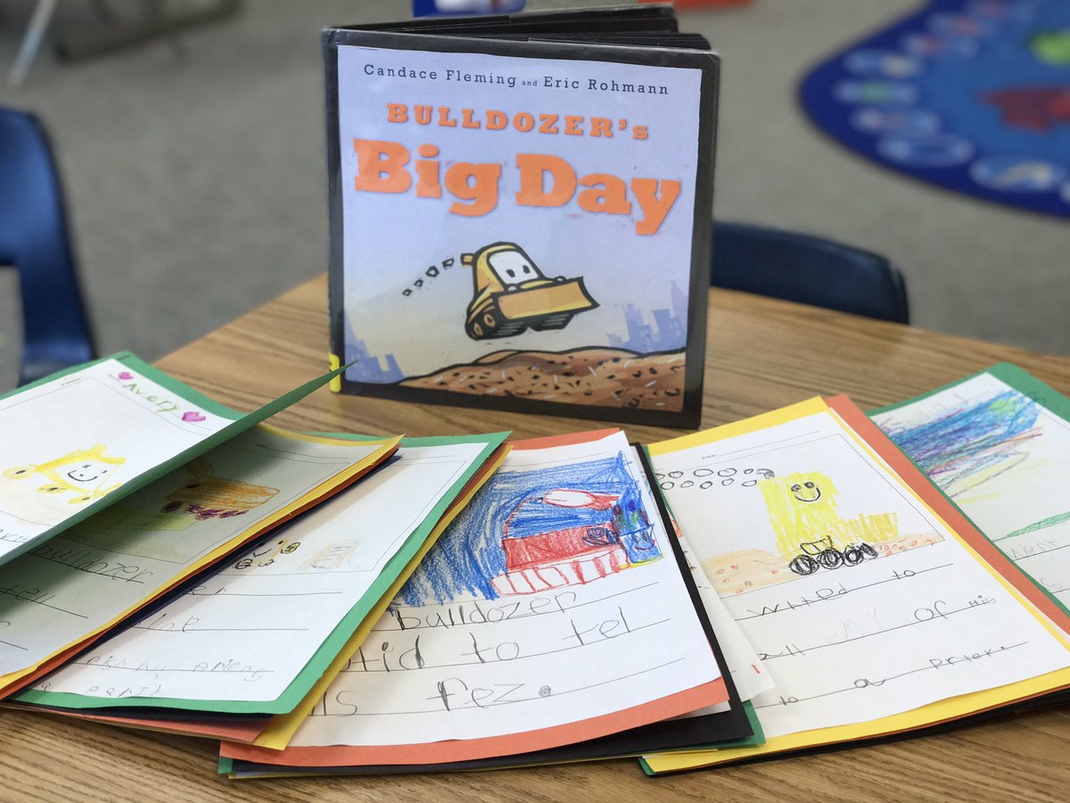 mcclainskinders's tweet photo. Prepping for our visit by #CandaceFleming we #collaborated to retell Bulldozer's Big Day in our own words. @beDCSD #wegrowthinkers https://t.co/hhf2qH8dlV