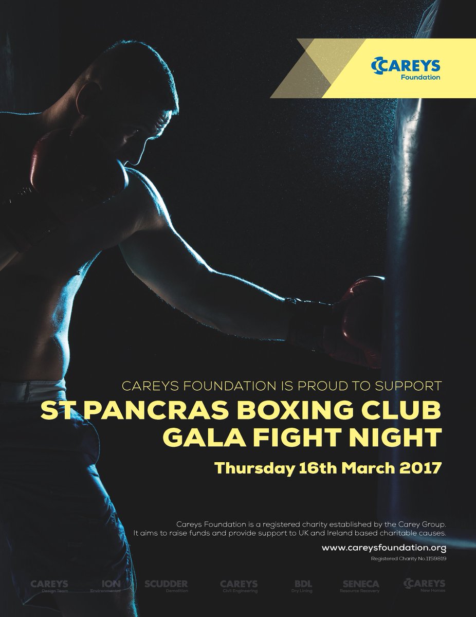 Careys Foundation is proud to support the St Pancras Boxing Club Gala Fight Night. Supporting young talent of the future. #careysfoundation