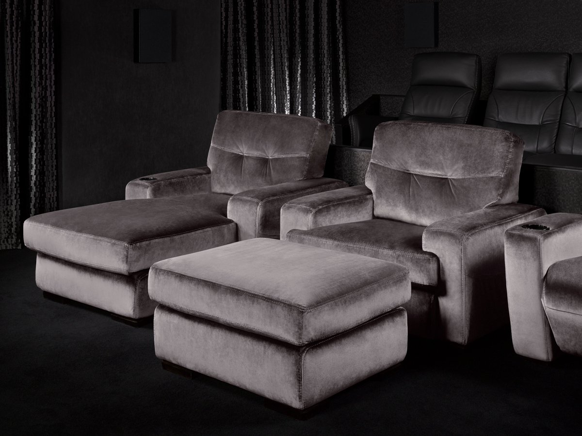 The luxurious Lusso Cinema Seating Range with Velvet upholstery. Cine Italia Seating.