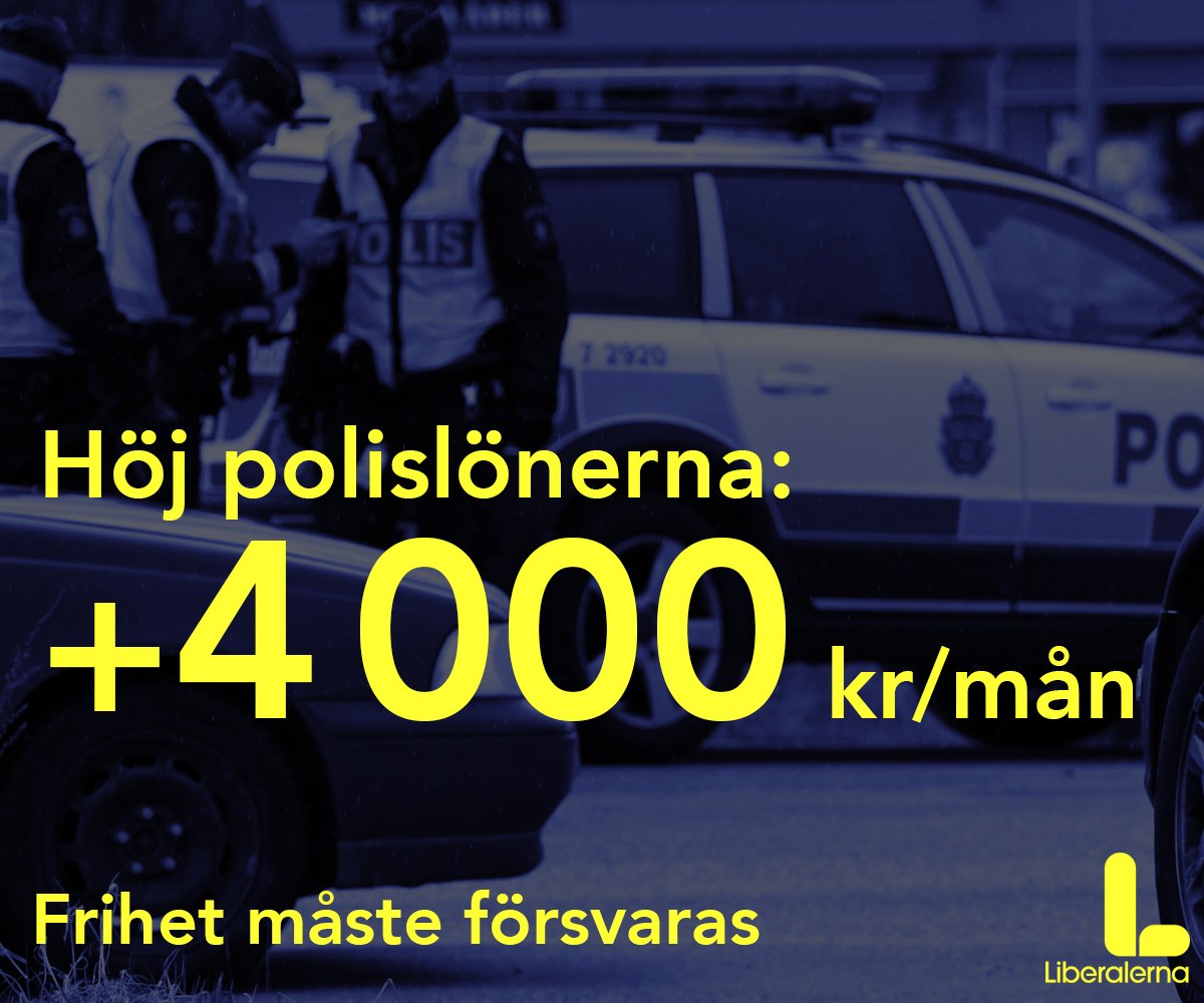 Höj polislönerna med 4 000 kr/månad. Frihet måste försvaras.
#polisen
liberalerna.se/nyheter/hoj-po…