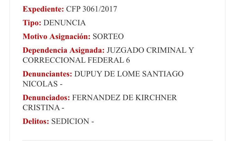 MarcheseLourdes's tweet photo. Denuncia contra CFK por presunta sedición recayó en juzdo Canicoba Corral https://t.co/3FGS7FHGnW