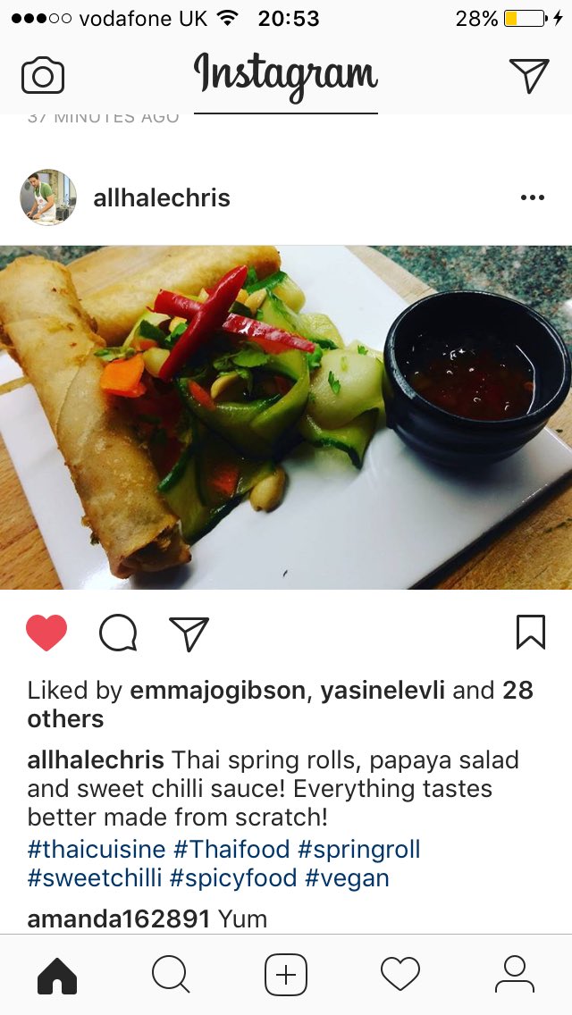Thai spring rolls with Papaya salad inspired by our trip to Asia. Are you following <a href="/AllHaleChris/">Chris Hale</a> on Instagram for more creations? #recipes