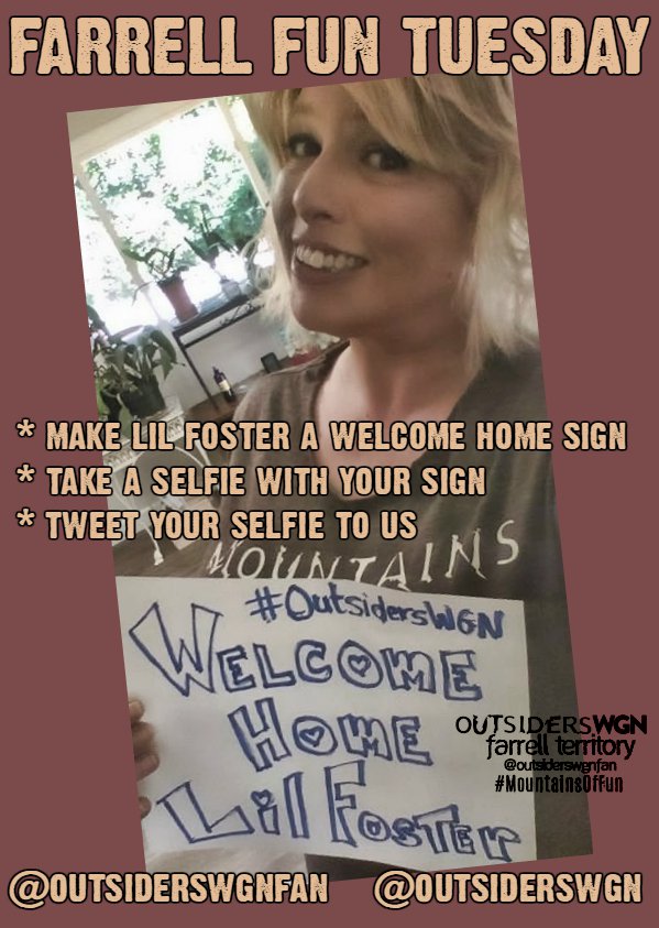 BetaTerritory's tweet photo. #FarrellFun #OutsidersWGN #WelcomeHomeLilFoster #MakeASign #ShareYourSelfie @OutsidersWGN @RamboDonkeyKong https://t.co/QNPSvw4R9J