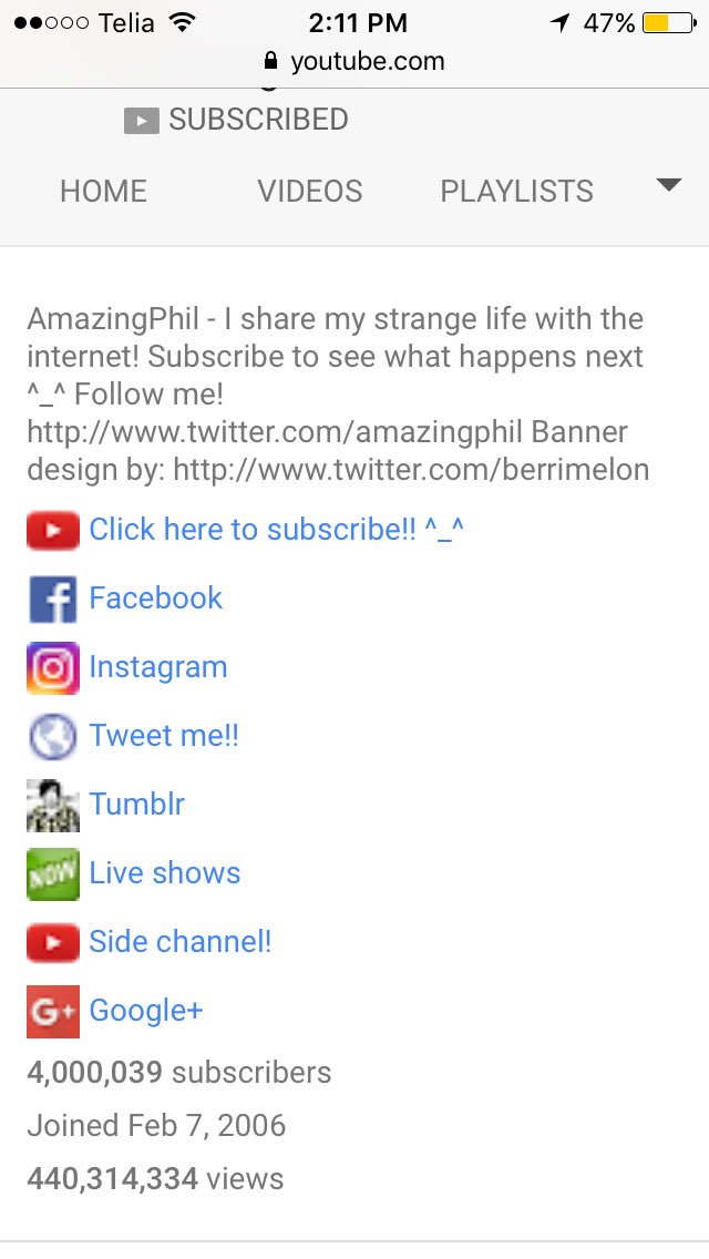 namuscafe's tweet photo. PHIL HIT 4MIL. IM SCREECHING. CONGRATS BABYYYY @AmazingPhil #CongratsOn4MilPhil #congratson4milphilnowgetadog #GetPhilTo4Mil https://t.co/iXr7lIrFR0