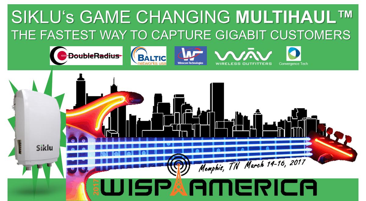 Siklu_mmwave's tweet photo. Stop by #CTI, #Balticnetworks, #Winncom &amp; #WAV @Convergence_Now booths #WISPAmerica for more info on #Siklu's Game Changing #PtMP Solution https://t.co/NJGpNamtR1