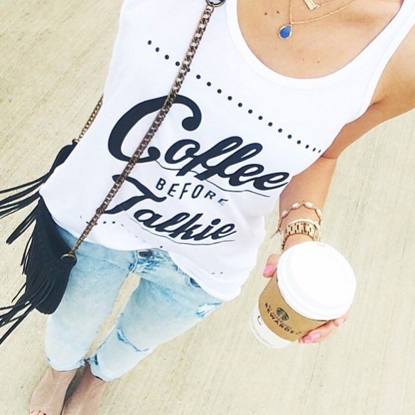 artorca's tweet photo. https://t.co/5diZHlTVU9 - For #sale! Women's White "Coffee Before Talkie" Tank Top b (...) | via @SpreesyCo - #deals https://t.co/r2l6KHgL9Z