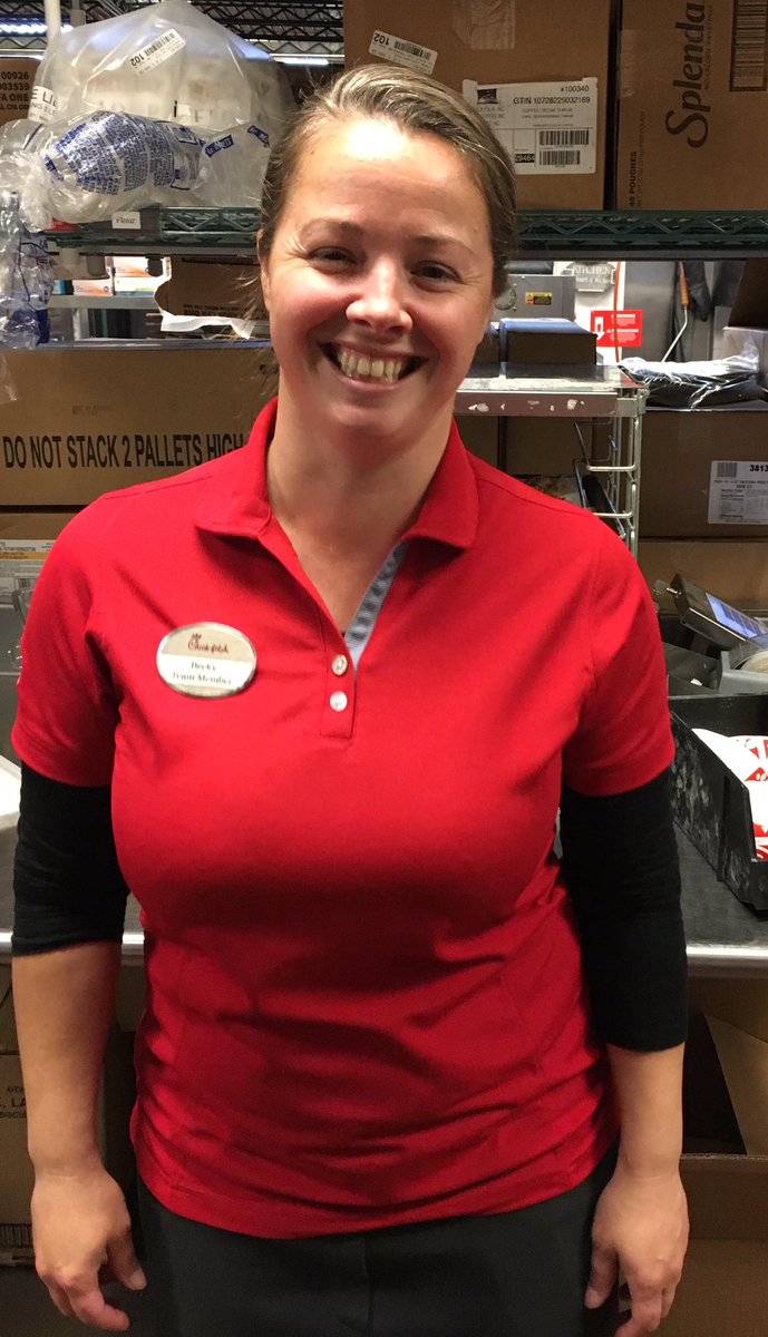 ChickfilASP's tweet photo. Our #TeamMemberTuesday this week is Becky! All Team Members describe Becky as hardworking, kind, warm and friendly! #TMT #saludapointe #cfa https://t.co/BBxsgrTHi3