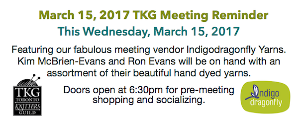 toknittersguild's tweet photo. Join us Wednesday for our March 15, 2017 guild meeting featuring  @indigodragonfly as our meeting vendor. https://t.co/69m3QLznTN