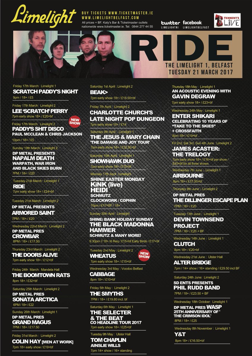 .<a href="/LimelightNI/">Limelight Belfast</a> listings competition!
RT, FOLLOW US + reply with which gig you'd love to go to &amp; you could WIN a pair of tickets! Drawn on Fri