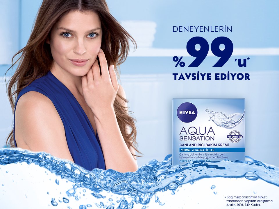 Deneyenlerin %99’u Aqua Sensation Canlandırıcı Bakım Kremi’ni tavsiye ediyor. Siz de deneyin #CildinizNemeDoysun