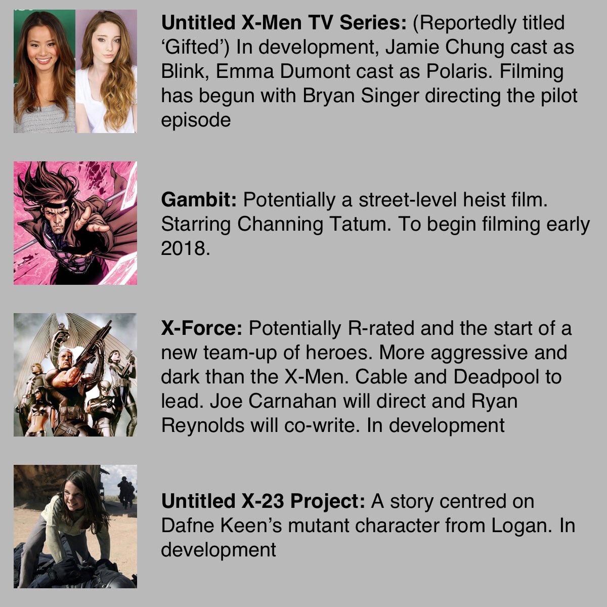 XMenUpdates's tweet photo. 'What's Next For The X-Men Universe' https://t.co/j7eyS67PiY