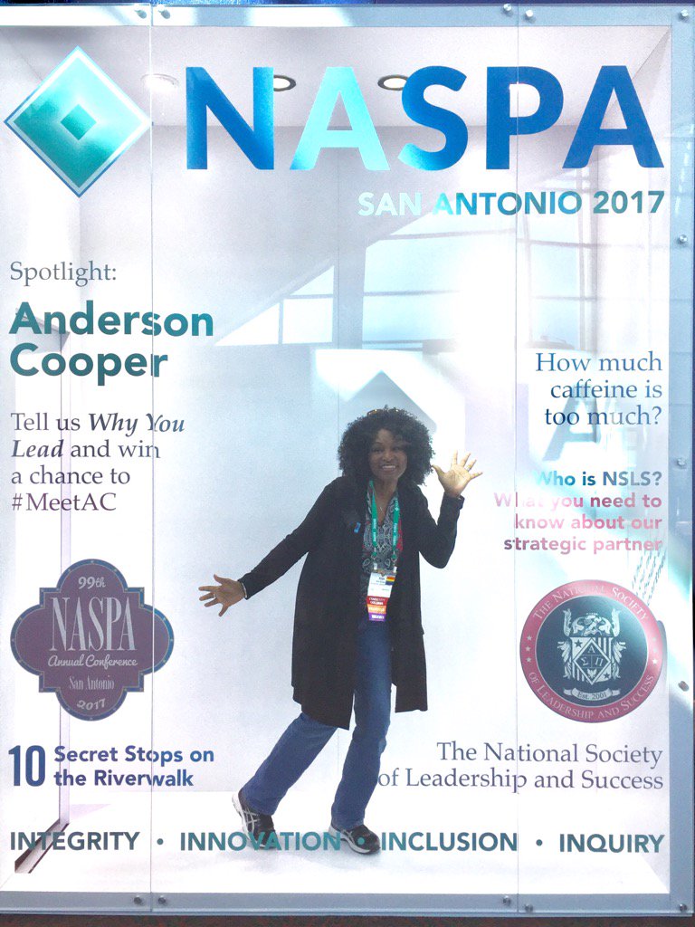 kimmarima1's tweet photo. Great time at #NASPA17,#NASPA99, @theNSLS "Follow your bliss"- Anderson Cooper https://t.co/pJlVVzaDz3