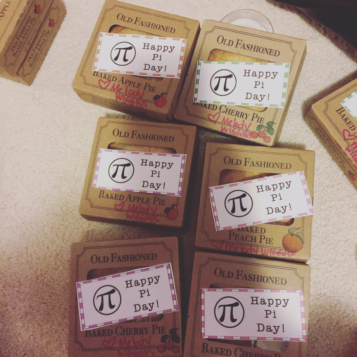 wigginseducate's tweet photo. Giving pies today to the math teachers @AtlJewishAca and #mvmiddle for pi day! How are you celebrating pi day? #punygifts #piday #nerdalert https://t.co/aPsmScutwL