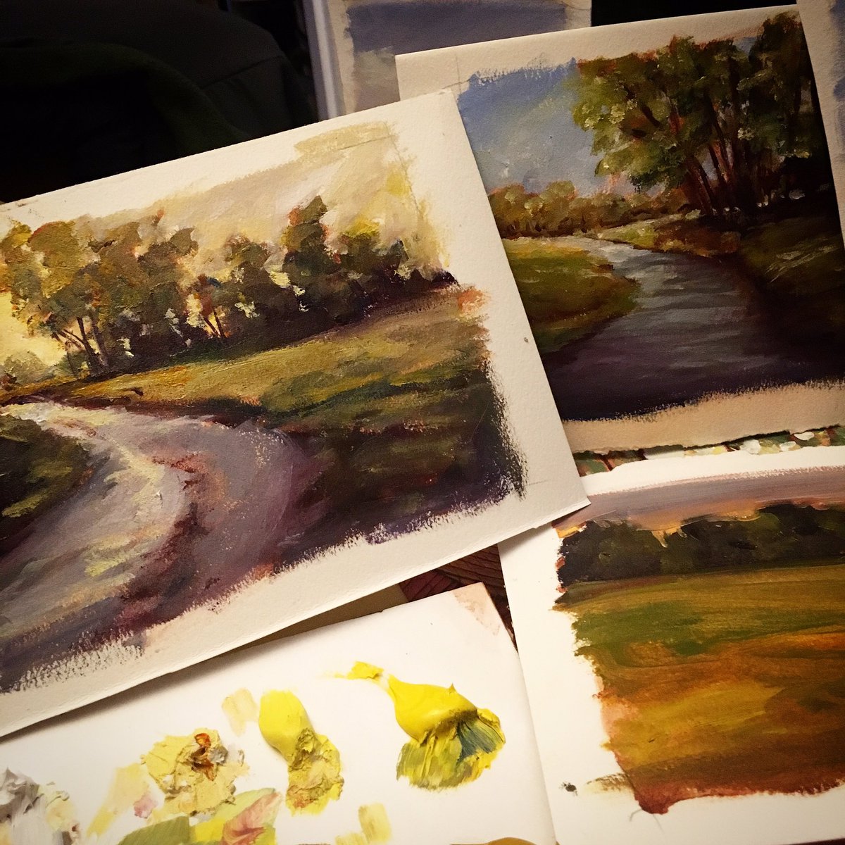 Christafor's tweet image. Working on these small oil studies during the snow day for the @ParadiseCityArt @ Marlborough MA 3/24, 25, 26. #marlboroughma #art #buyart