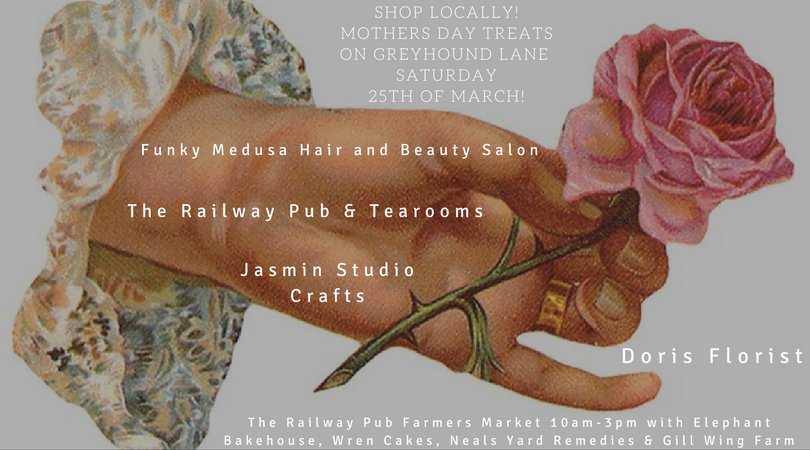 25th! <a href="/ElephantBakes/">Elephant Bakehouse</a> <a href="/KerryWrenCakes/">Wren Cakes</a> <a href="/Funkymedusa/">Funky Medusa</a> <a href="/JasminStudio/">Jasmin Studio</a> @RailwaypubFM @TheRailwaySW16 <a href="/railwaytearoom/">TheRailway's TeaRoom</a> <a href="/gillwingfarm/">Gill Wing Farm</a> <a href="/DorisFlorist/">doris florist</a>