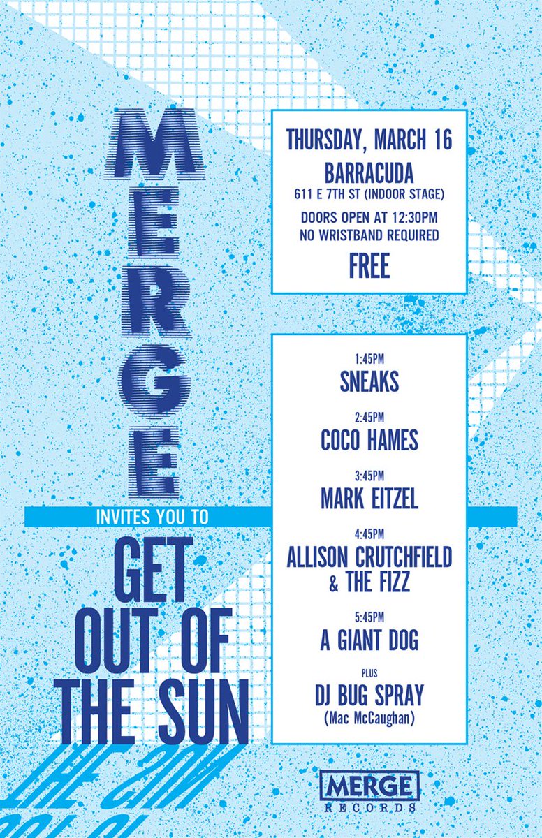 #SXSW today <a href="/sneaks_zia/">Dají</a> <a href="/cococommotion/">Coco Hames</a> @MarkEitzel @aqcrutchfield <a href="/agiantdog/">A Giant Dog</a> w/ DJ <a href="/MacMerge/">Mac McCaughan</a> facebook.com/events/2154266…