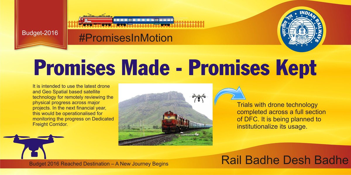 RailMinIndia's tweet photo. Use of Drones in Project Monitoring in DFC #RailBudget2016 #budget2016 #PromisesInMotion #BudgetForBetterIndia https://t.co/ZcicsdsW3e
