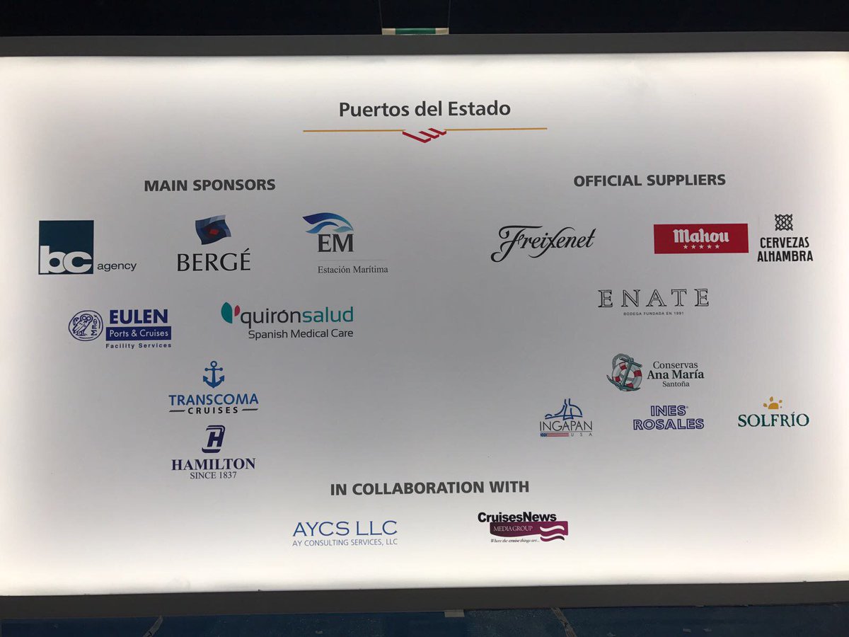 PuertosEstado's tweet photo. Thanks to our sponsors for relying on us again#BCAgency #Bergé #Transcoma #Hamilton #Eulen @quironsalud...https://t.co/oJ3ZwZzrON #STCGlobal https://t.co/RNTfp6YLFj