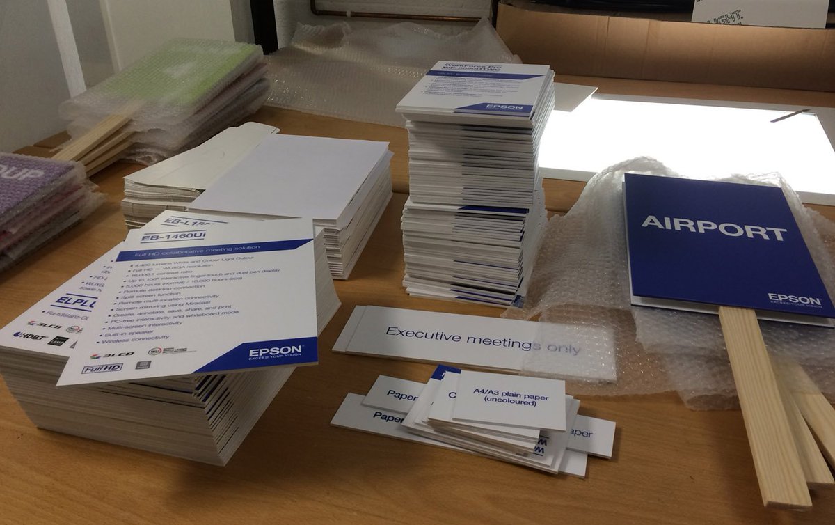 Busy day in production - a large selection of the foamex boards all printed, mounted, trimmed and wrapped! #goodwithascalpel #fastturnaround