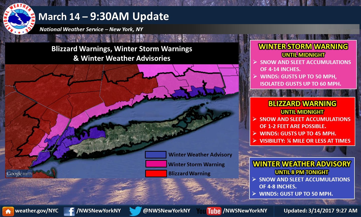 Nws New York Ny Snow Has Mixed With Sleet And Rain Therefore We Have Updated Our Watches Warnings And Advisories T Co Cysasercjl Twitter