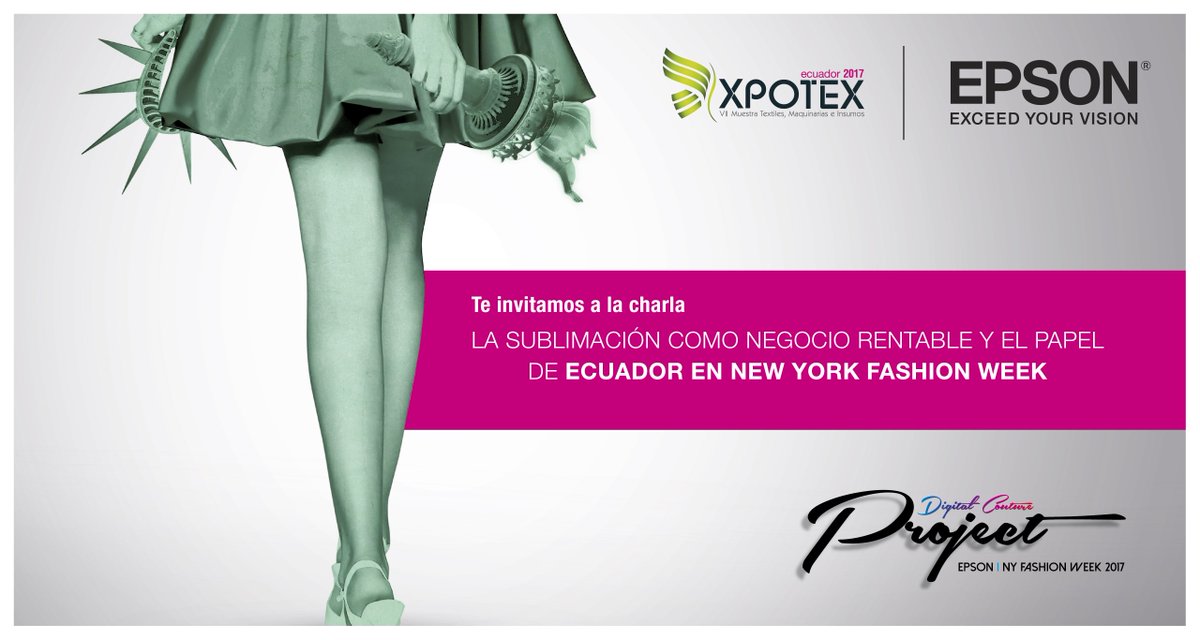 EpsonLatin's tweet photo. Te invitamos a la charla sobre #sublimación y #moda en #Xpotex #Ecuador. El 15/3, en el Centro de Exposiciones Quito
https://t.co/KE3kjY7kGv https://t.co/Mdnp2XzYyB