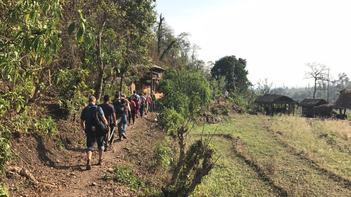 winetowater's tweet photo. #WineToWatervolunteers leveling out this cliff so that the water tank can eventually be installed here. #WineToWaterNepal https://t.co/6JsQJI1DtJ