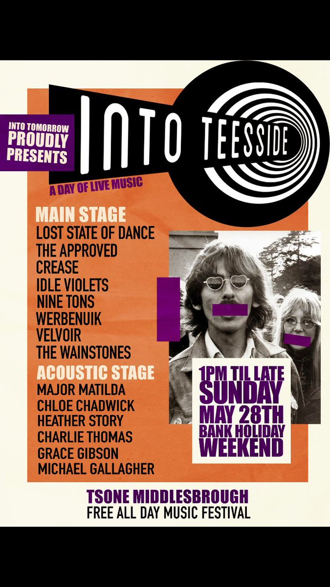 Bank Holiday Sunday 28th May sees our third Into #Teesside alldayer <a href="/TSoneHome/">TS one</a> #Boro Beers, tunes &amp; FREE entry. Support your local scene