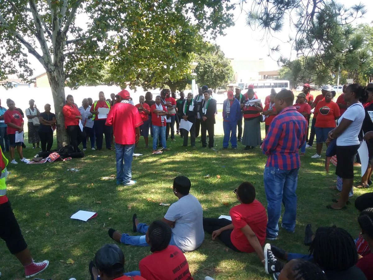 IAW_Africa's tweet photo. NEHAWU in Mpumalanga province march to Emalahleni Local Municipality against its contract with G4S as part of #IsraeliApartheidWeek https://t.co/Q4aqlPL6UM