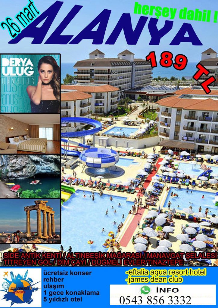 26 Mart ALANYA 189 TL HERŞEY DAHİL!!!!