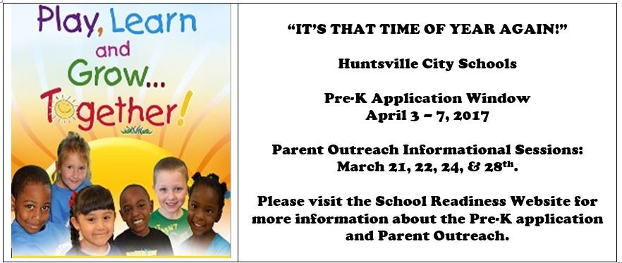 HSVk12's tweet photo. It's getting close to PreK registration time!  Join us for our Parent Outreach/Info Sessions-see flyer for details @HCS_Readiness https://t.co/fdpyDWRlvf