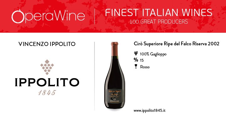 #OperaWine 2017 We’re looking forward to celebrating <a href="/IPPOLITO1845/">Ippolito Winery</a>
Congratulations!