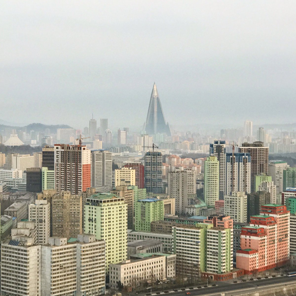 JamieBarrow_GB's tweet photo. View from our hotel room in #NorthKorea 🇰🇵 @uritoursnk Video coming soon! #documentary #adventure https://t.co/2PYRLq3ule