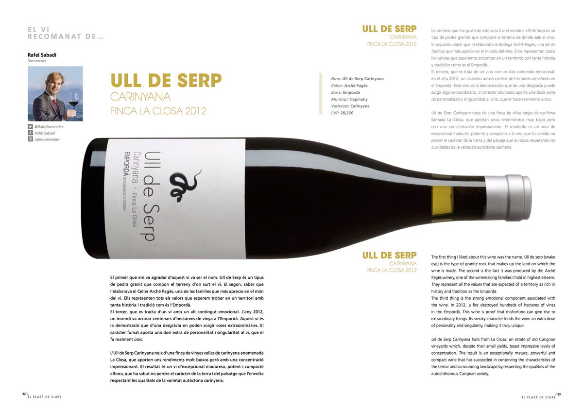 RafelSommelier's tweet photo. Gràcies @Topgirona  per deixar-me parlar de vins a la vostra super revista! 🍷😄 #ulldeserp #vi #sommelier @archepages @DOEmporda @Elroser2 https://t.co/ZceNmJIpL9