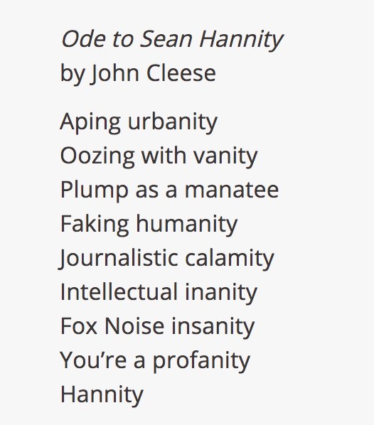 Ретвитнуть. wrote a poem about Sean Hannity.pic.twitter.com/2i6If44gvr. 