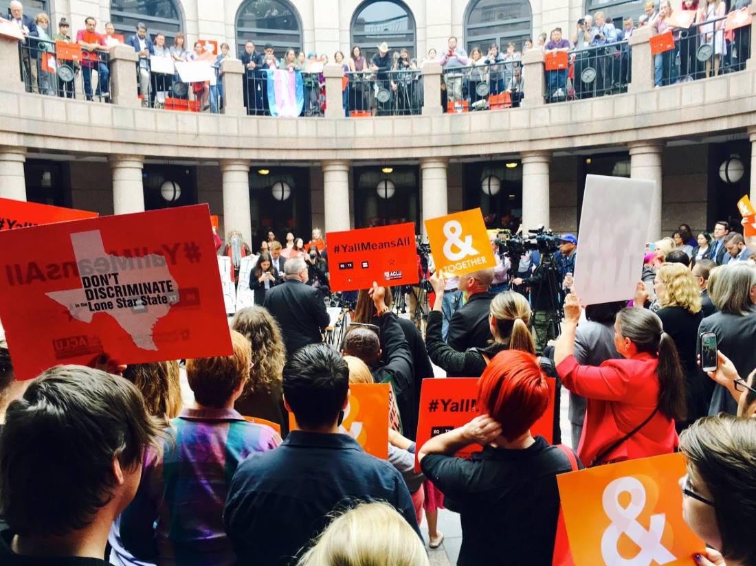 KirkPWatson's tweet photo. Using fear to justify discrimination &amp; harm folks under pretense of protecting majority from an amorphous threat alarming trend #txlege #sb6 https://t.co/rM5m57gn9G