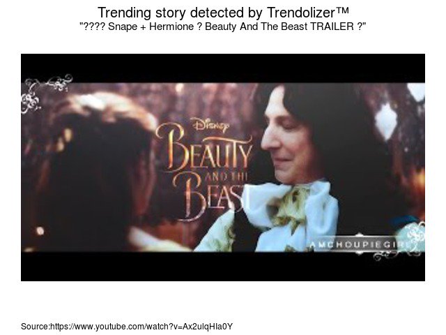 Trailolizer's tweet photo. ???? Snape + Hermione ║ Beauty And The Beast TRAILER ║ #Avecl'aide... https://t.co/epVb3PZKnF https://t.co/EeQcdt2LNF