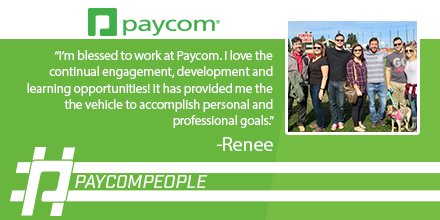 paycomcareers's tweet photo. Renee, executive sales representative, loves the professional development and learning opportunities at Paycom. #PaycomPeople https://t.co/IIxOCapzeU