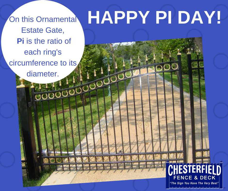 ChesterfieldFD's tweet photo. Pi is a constant, just like our dedication to providing the very best products AND service. #PiDay #customerservice #fenceanddeck https://t.co/g57j1TrhRg