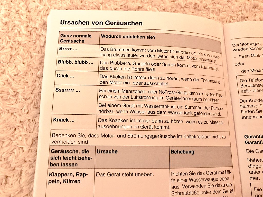 Okay, wer von Ihnen schreibt die Miele Gebrauchsanweisungen?