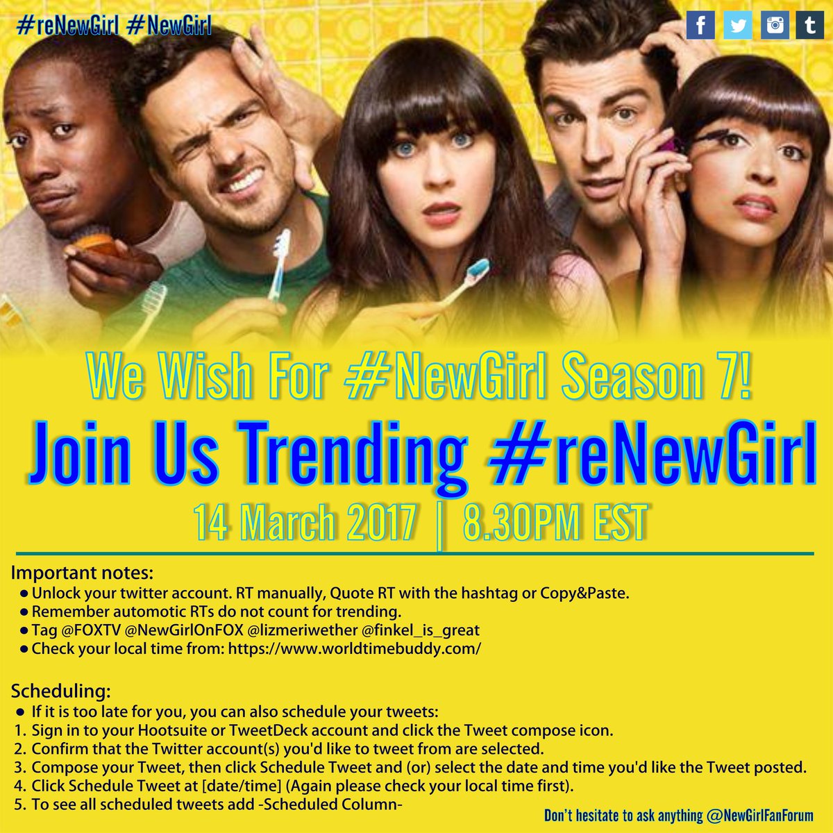 NewGirlFanForum's tweet image. Happy #NewGirl Tuesday normals! Don't miss all NEW episode “Socalyalcon VI” tonight at 8/7c and start tweeting #reNewGirl for Season 7! 🙏🤗😘