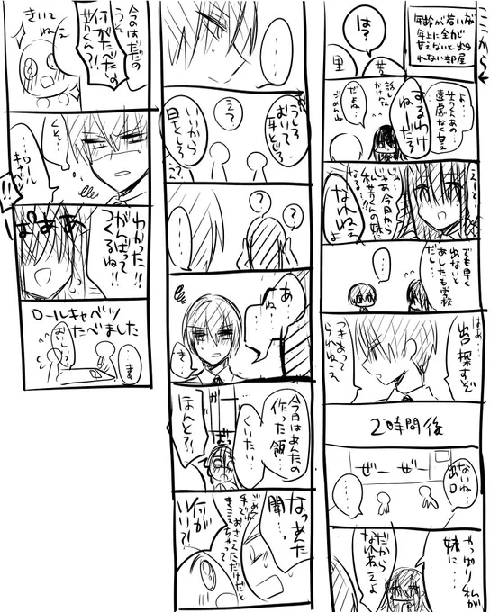 @tos 友達に年齢が若い方が年上に全力で甘えないと出られない部屋に芳和と里美ぶちこみたいって言われたからノリで殴り描いたやつ 