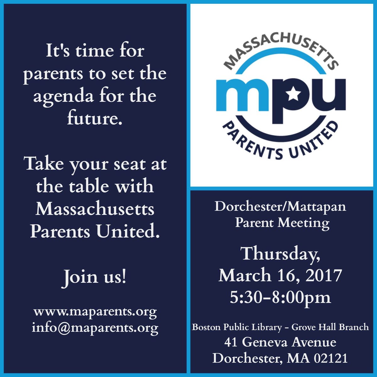 MassParents's tweet photo. #parentpowered
#massachusettsparentsunited
#maparentsunited
#maparents
#mpu #dorchester #dorchesterma #mattapan #mattapanma #grovehall https://t.co/4d2jjJgT3t