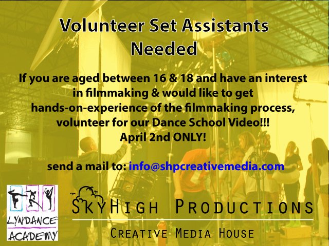 skyhighprodsie's tweet photo. #ONLY 2 #TWO #Volunteer Set Assistant Slots left for this very cool project for #Lyndance in #Drogheda #DanceCommercial #LouthChat https://t.co/DFjTsAljoB