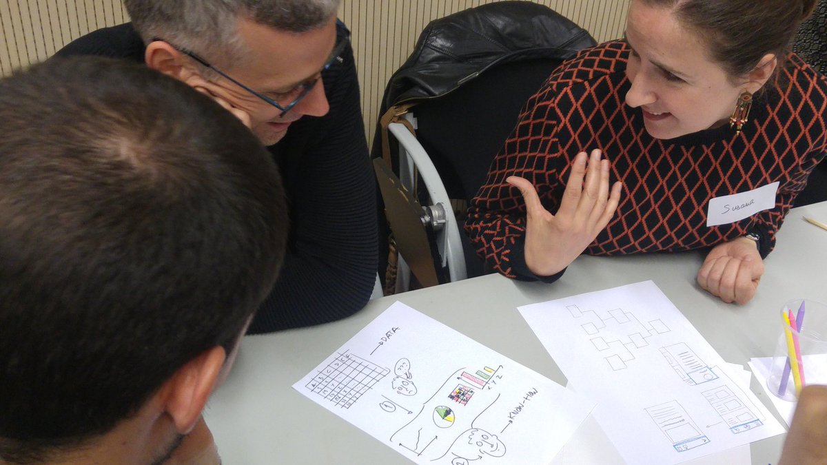 BiBcn's tweet photo. Unseminar about data visualization starts with participants sketching their research @bcnub #Bioinformatics #dataviz https://t.co/7GNdnc8ixX