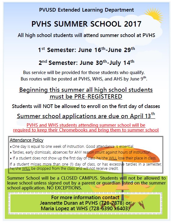 Summer school applications are available now at the ASP office!