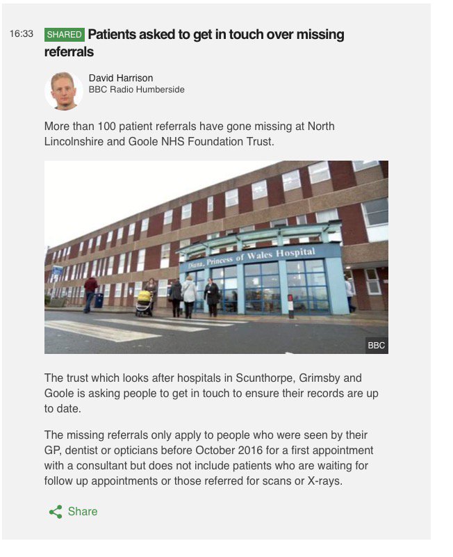 One image shows The hospital trust's press release, the other shows the actual story. This is why journalism is important.