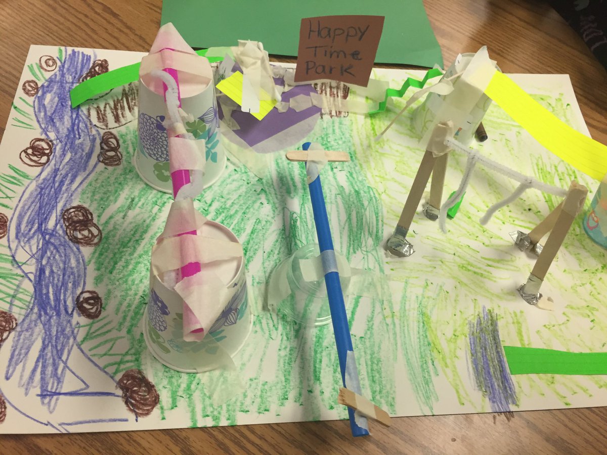 challenge4SC's tweet image. Mini playgrounds these K5 students did today to enhance our lesson on simple machines!! STEAM